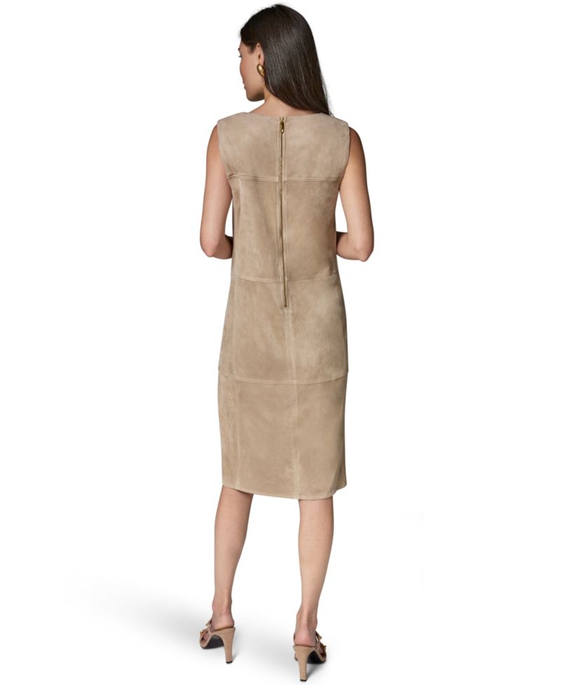 Women's Sleeveless Suede Sheath Dress