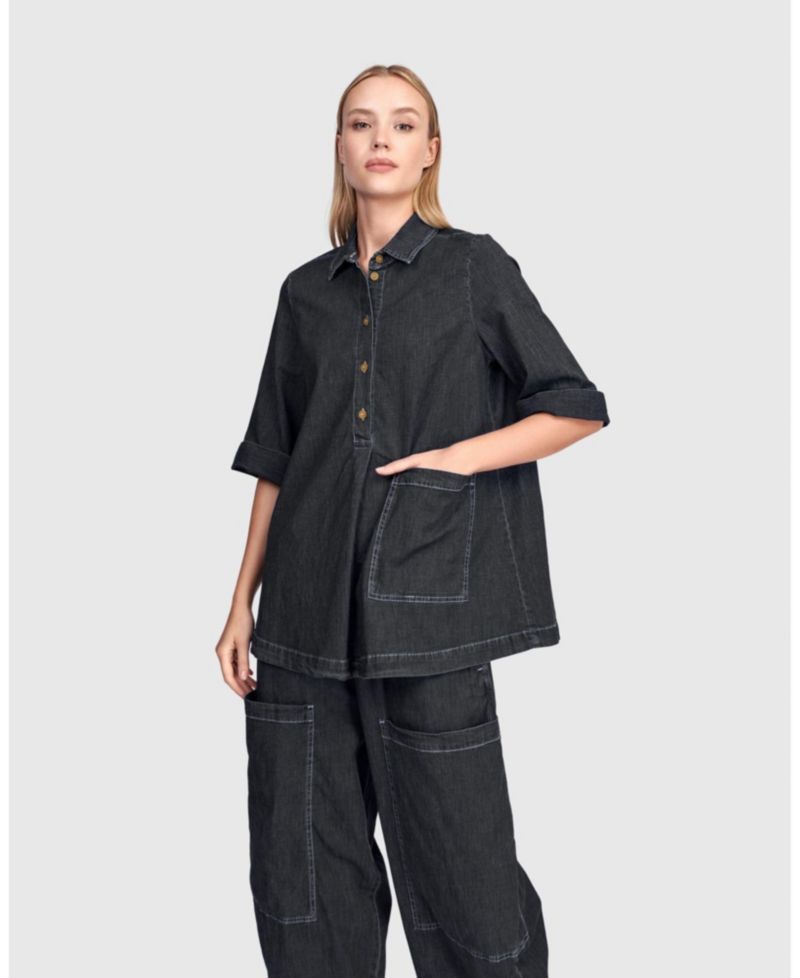 Women's Myles 3/4-Length A-Line Denim Popover Shirt