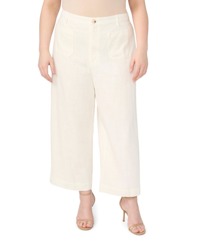 Plus Size Front Patch Pocket Ankle-Length Pants
