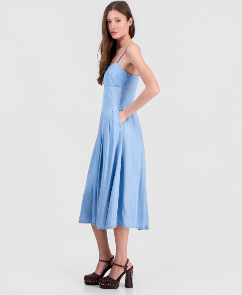 Women's Bria Chambray Midi Pleated Dress