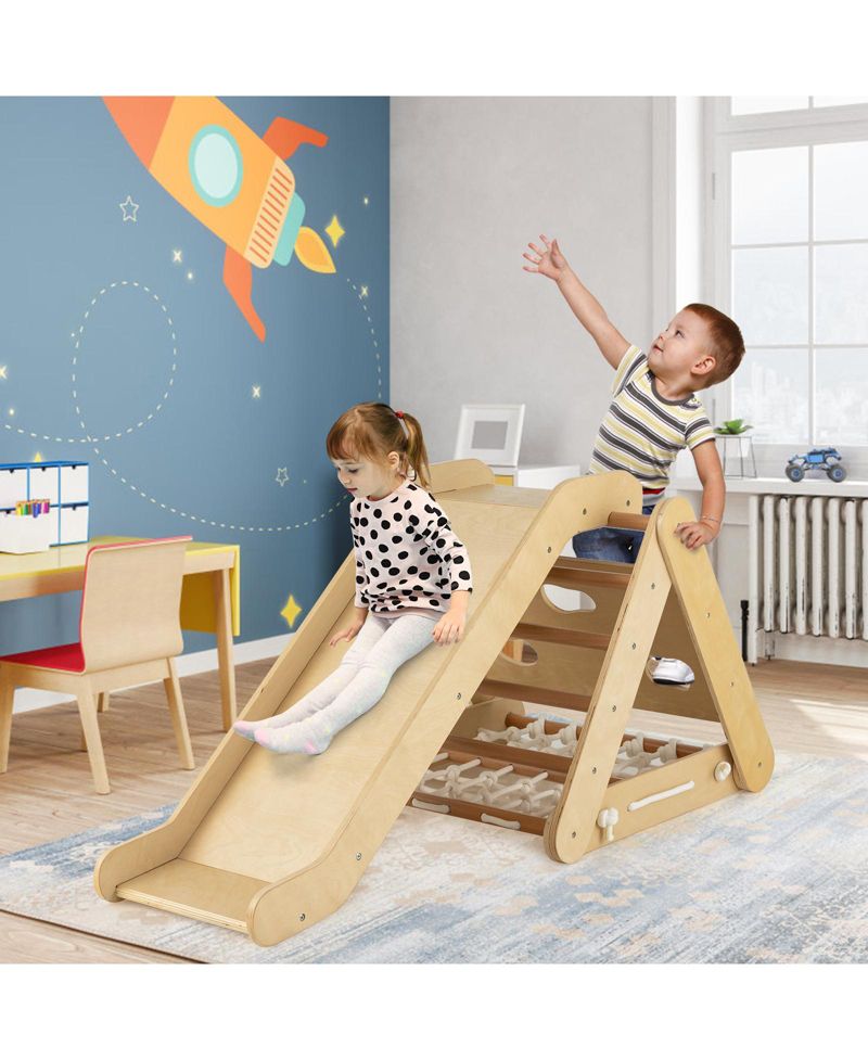 3-Side Triangle Climber with Sliding Board and Climbing Net