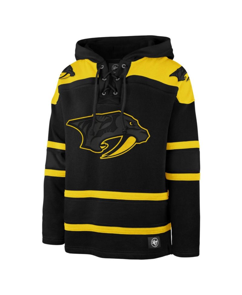 Men's '47 Black Nashville Predators Fall Color Pop Lacer Hoodie