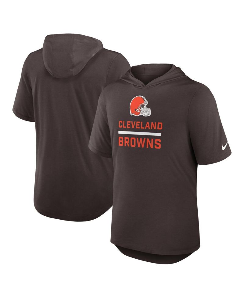 Men's Brown Cleveland Browns Lockup Tri-Blend Hoodie T-Shirt