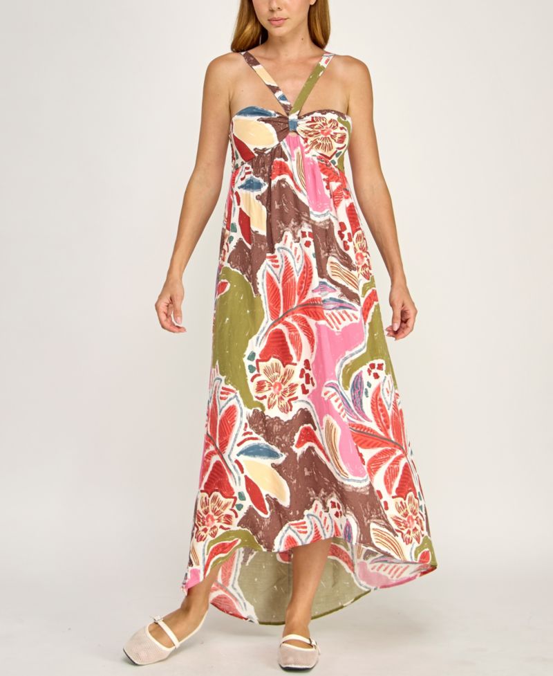 Juniors' Twist Front Halter Dress