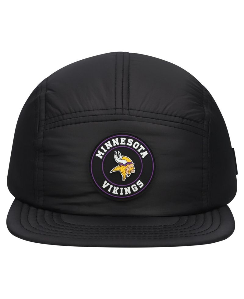 Men's Black Minnesota Vikings Quilted Camper Adjustable Hat