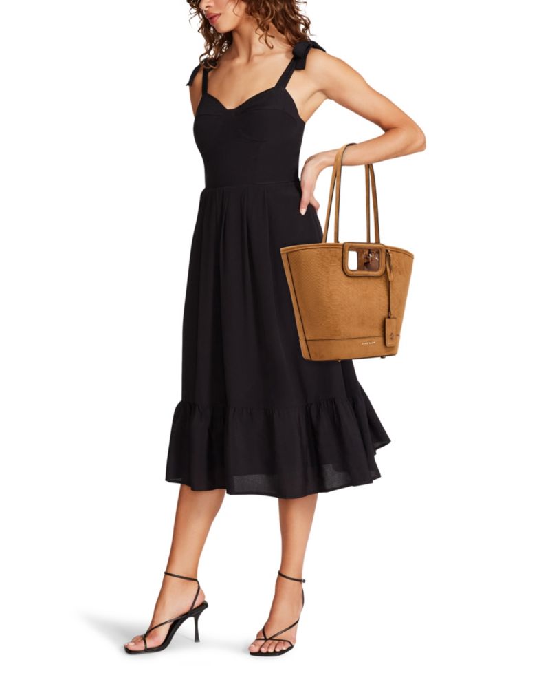 Textured Faux Suede Small Cut Out Handle Tote Handbag