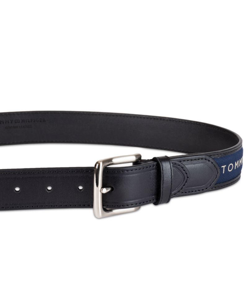 35MM Men's Tri-Color Ribbon Inlay Leather Belt