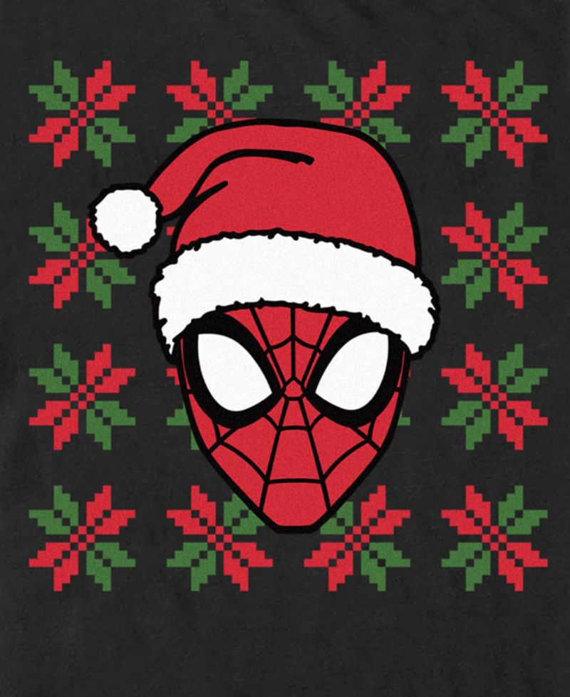 Men's Festive Spider Man Holiday Graphic Crew Neck Cotton T-Shirt