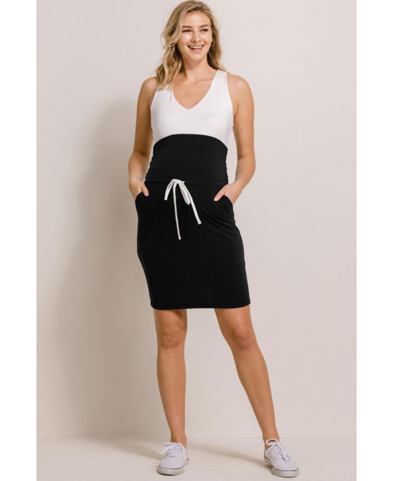 Maternity High-Waisted Pencil Skirt with Pockets