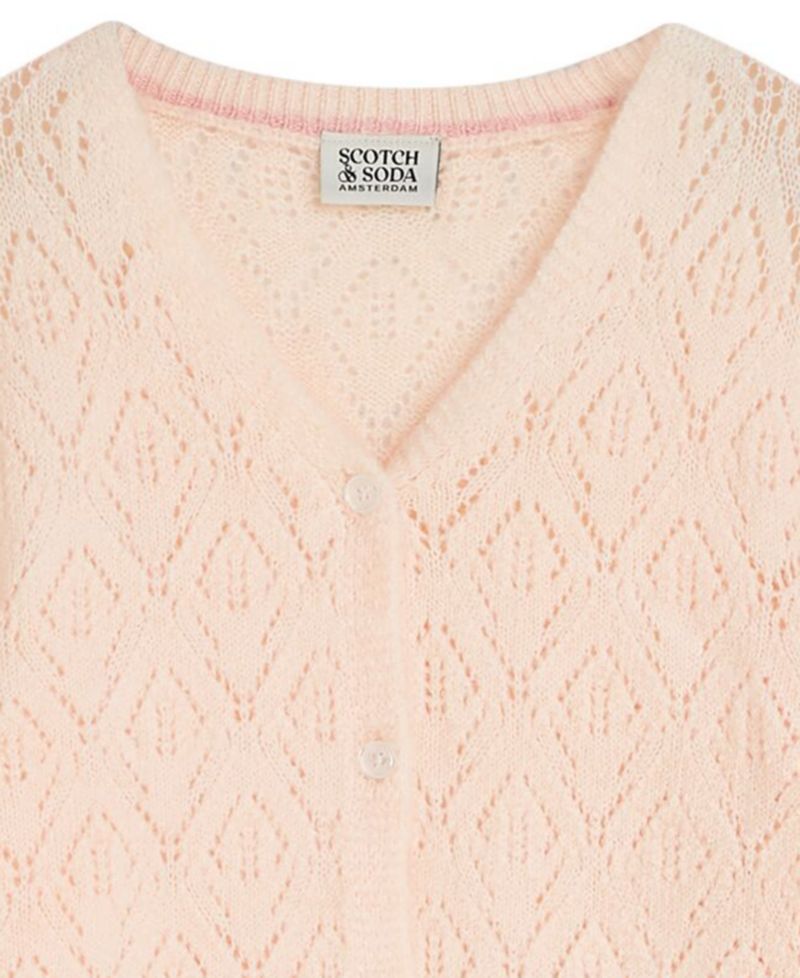 Girls' 7-16 Pointelle Knit Sweater