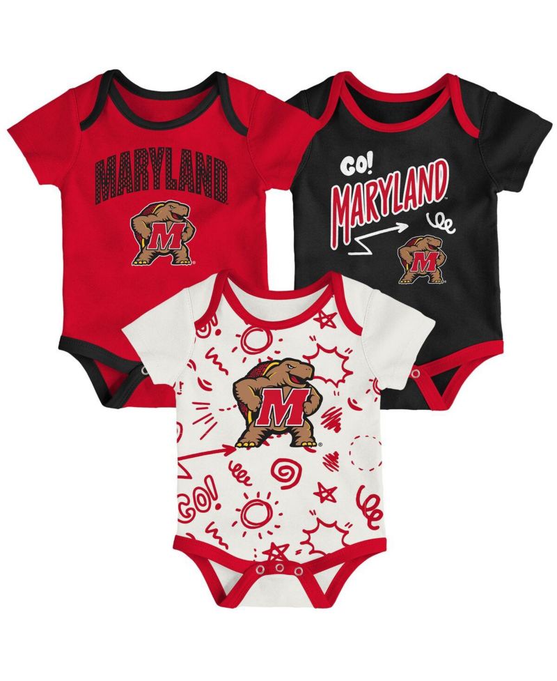 Baby Boys and Girls 3-Piece Maryland Terrapins All Day Play Bodysuit Set