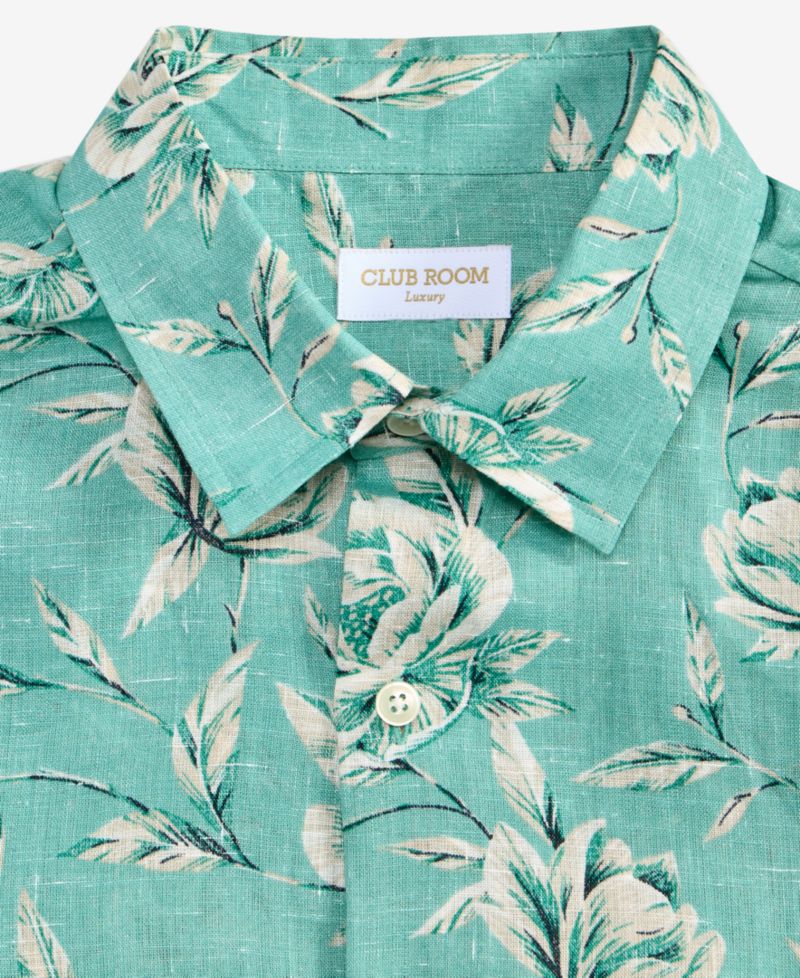 Men's Wally Linen Floral-Print Short-Sleeve Shirt