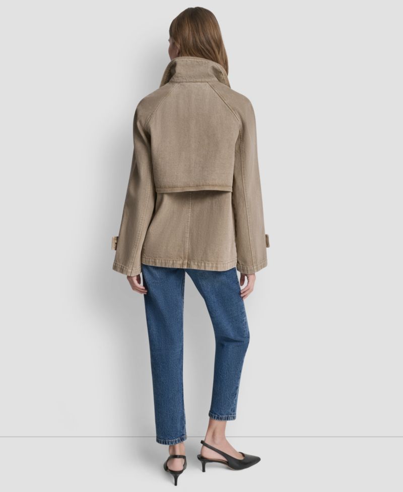 Women's Denim Double Breasted A-Line Coat