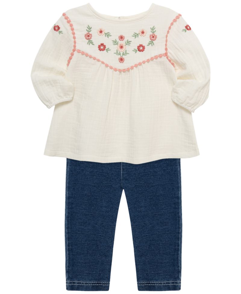 Baby Girls' Floral Tunic Long-Sleeve Top and Pants, 2-Piece Set