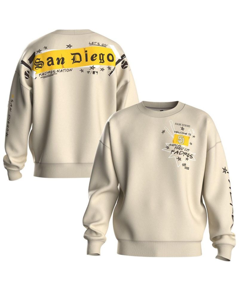 Women's Beige San Diego Padres Graffiti Fleece Sweatshirt