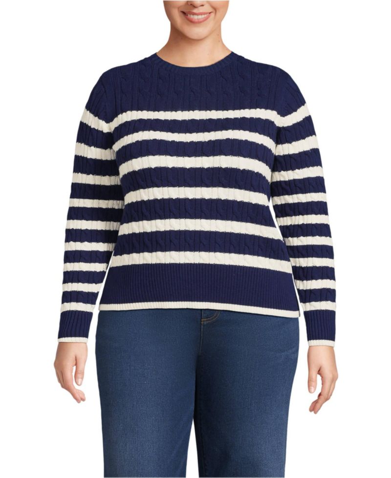 Women's Plus Size Drifter Modern Cable Crew Sweater