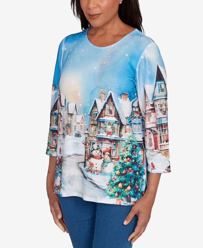 Petite Snow Cabin Scene Top