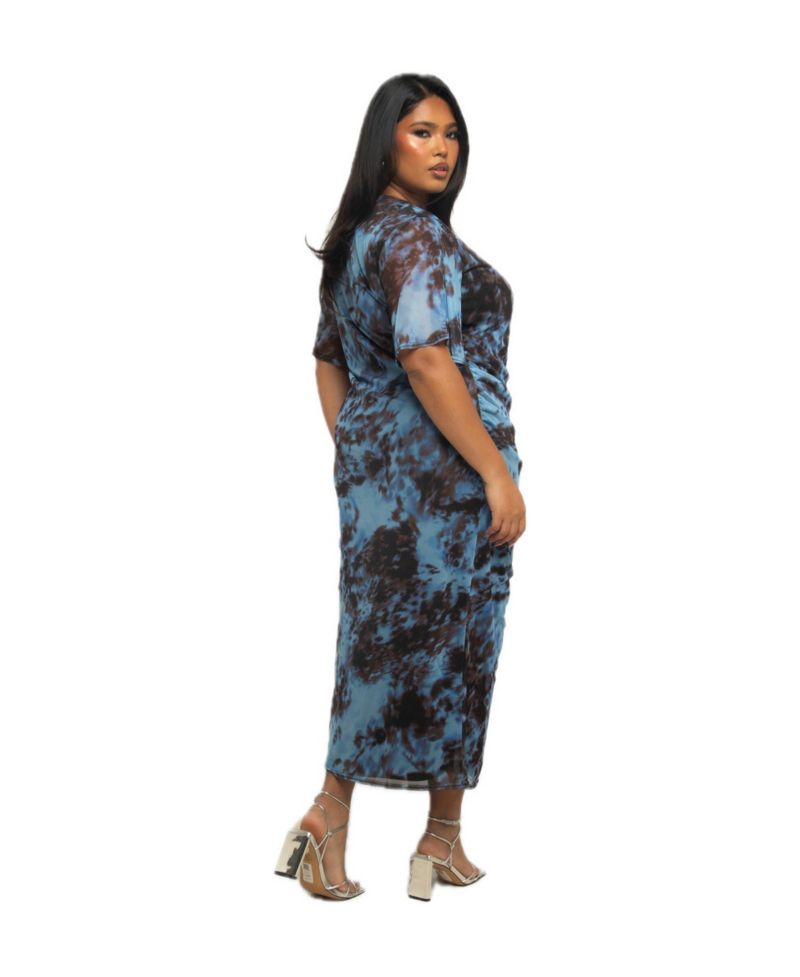 Women's Abstract Print Mesh Midi Dress