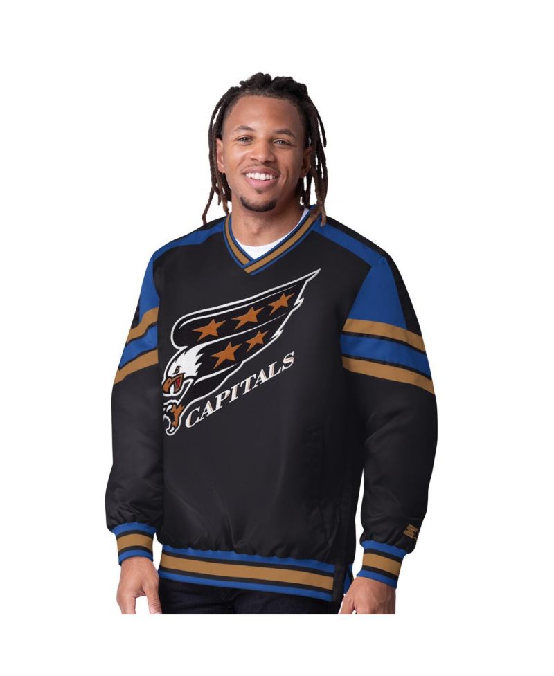 Men's Black Washington Capitals Reliever V-Neck Pullover Jacket