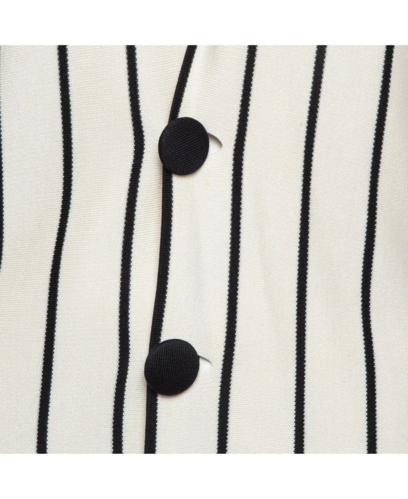 Women's Cream Striped Silk Knit Cardigan