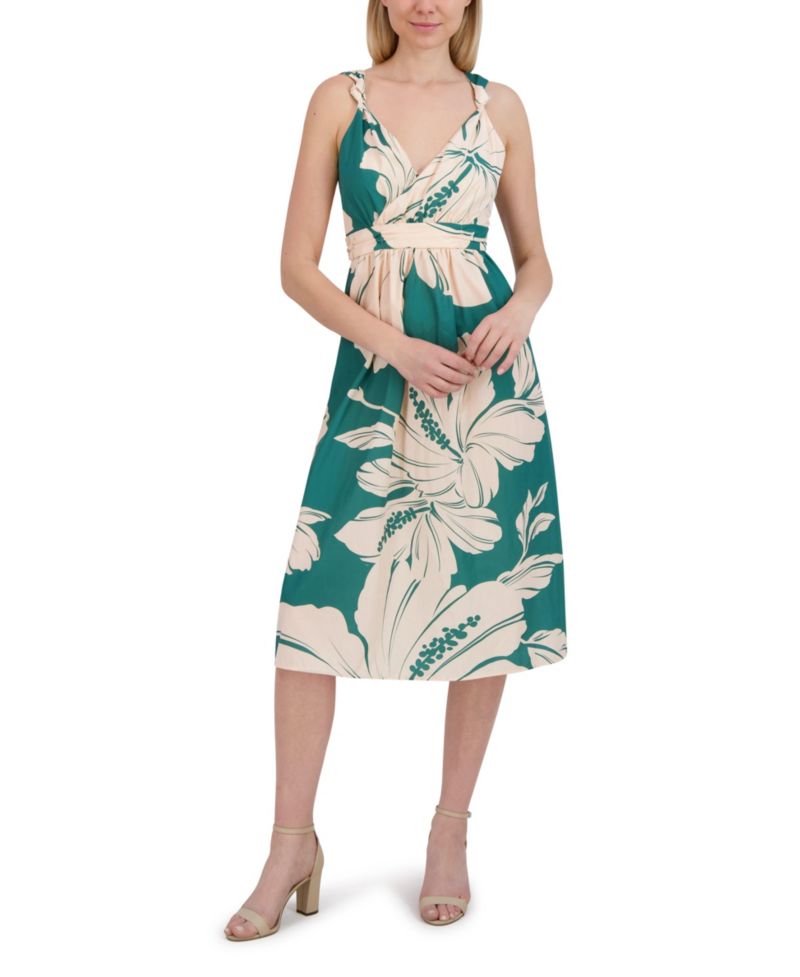 Women's Sleeveless V Neck Midi Dress