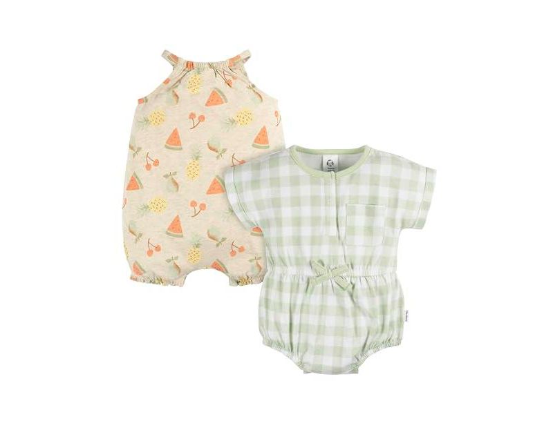 Baby Girls Sleeveless and Short Sleeve Romper, 2 Pack