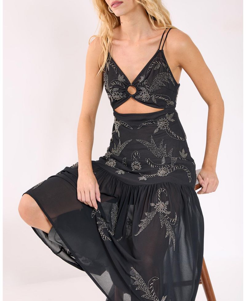 Ring Cut Out Volume Maxi Dress