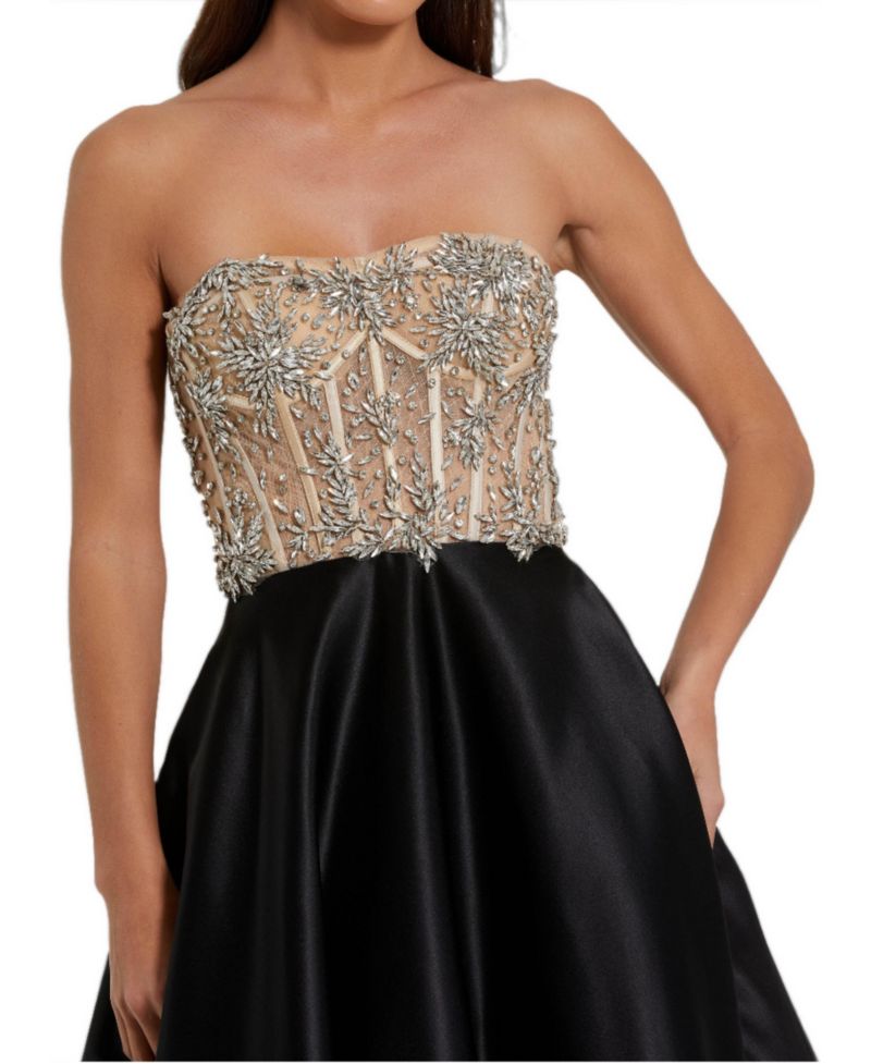 Women's Strapless Embellished Bustier Ball Gown