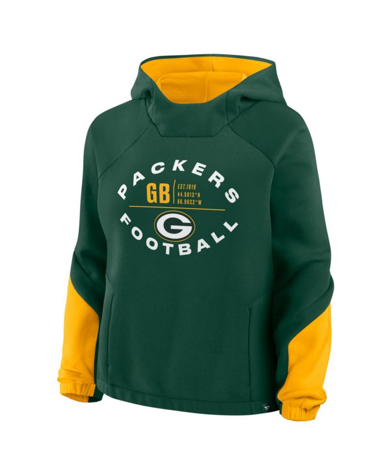 Women's Green Green Bay Packers Oversized Redzone Bubble Screen Pullover Hoodie
