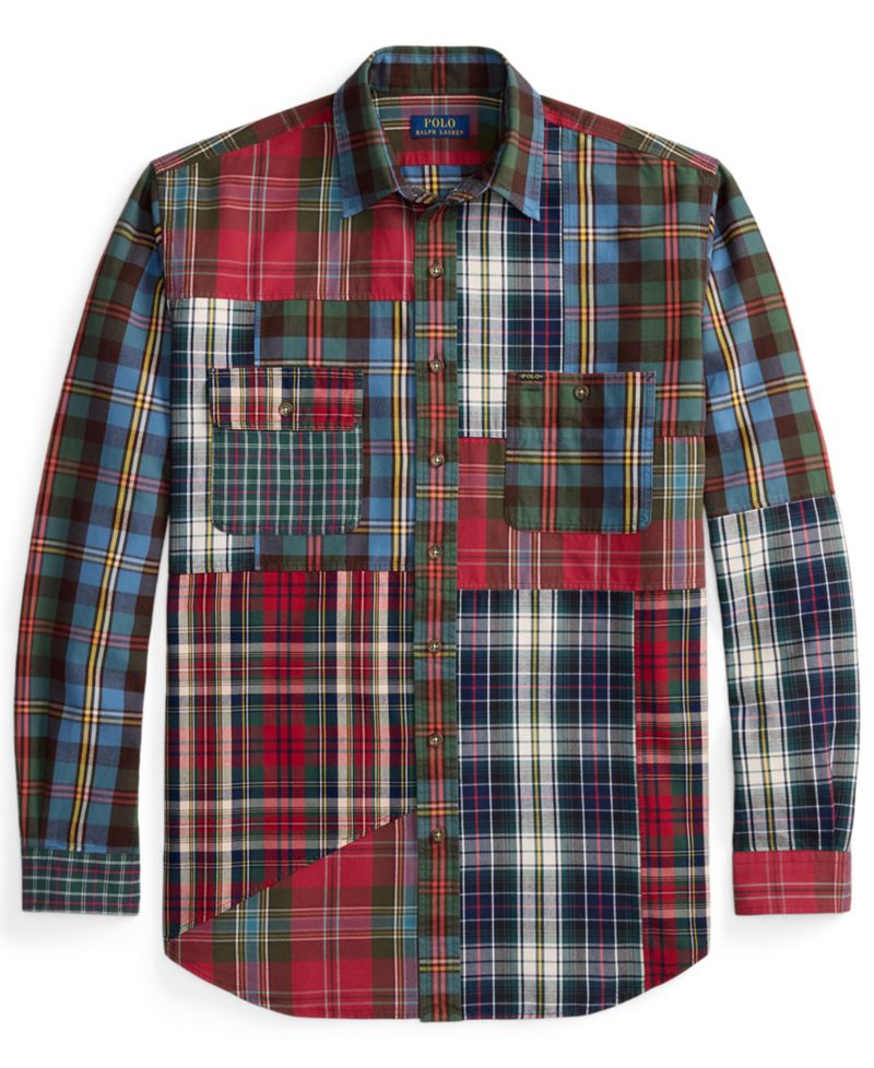 Men's Patchwork Plaid Oxford Workshirt