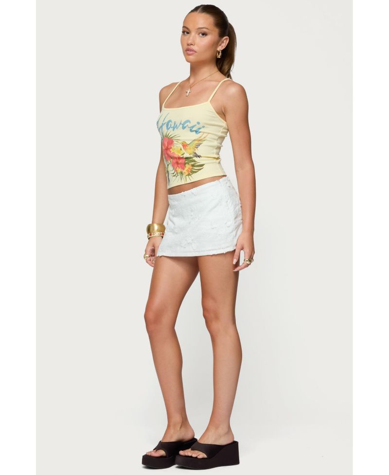 Women's Textured Floral Eyelet Mini Skort