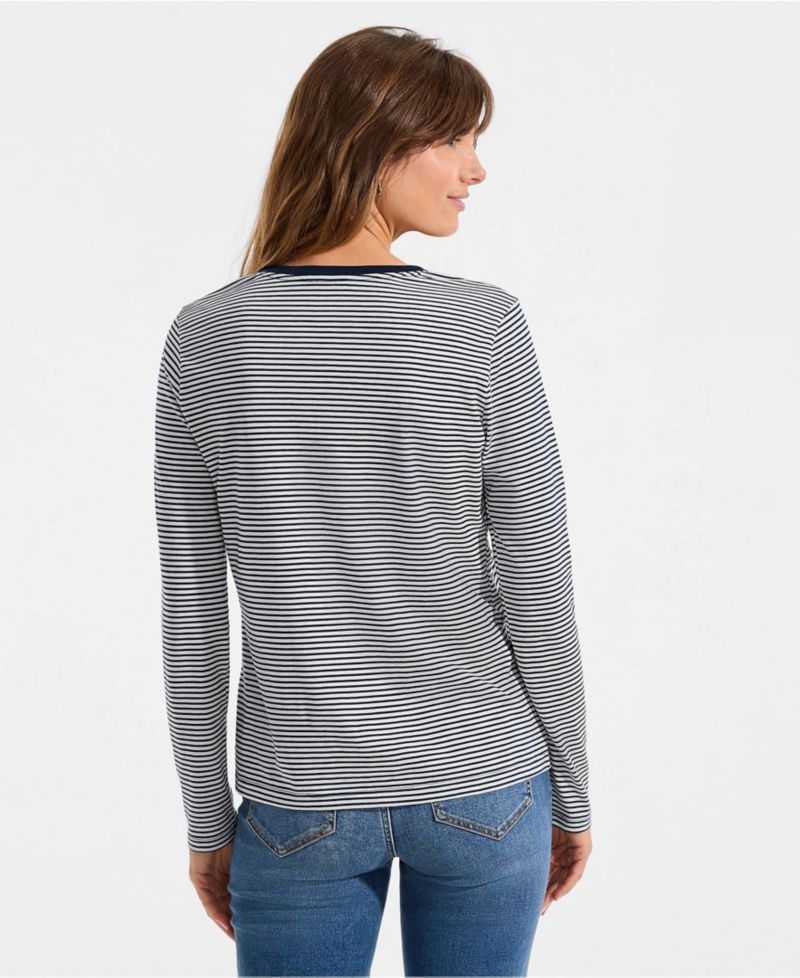 Petite Relaxed Supima Cotton Long Sleeve V-Neck T-Shirt