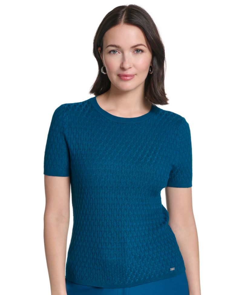 Women's Textured Short-Sleeve Crewneck Top