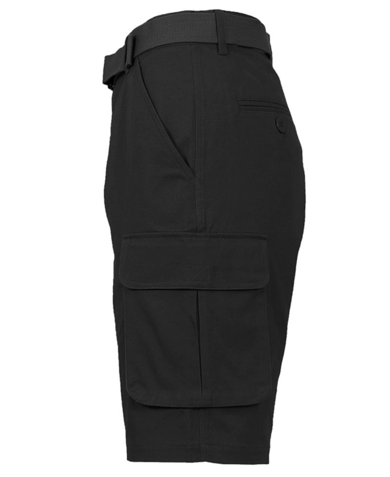 Men's Flat Front Belted Cotton Cargo Shorts