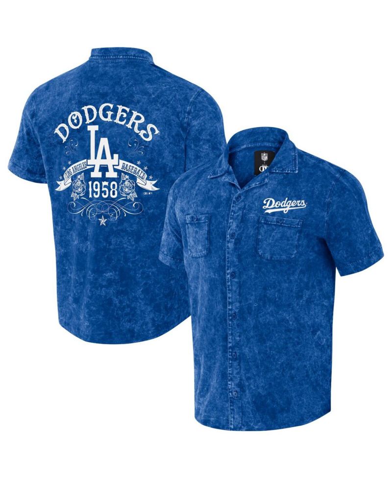Men's Darius Rucker Collection by Royal Distressed Los Angeles Dodgers Denim Team Color Button-Up Shirt