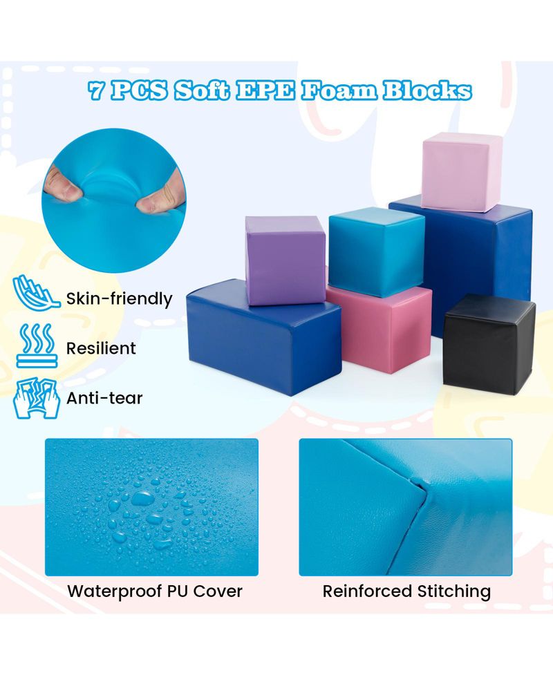 Kids 7-Piece Foam Building Blocks Kids-Colorful