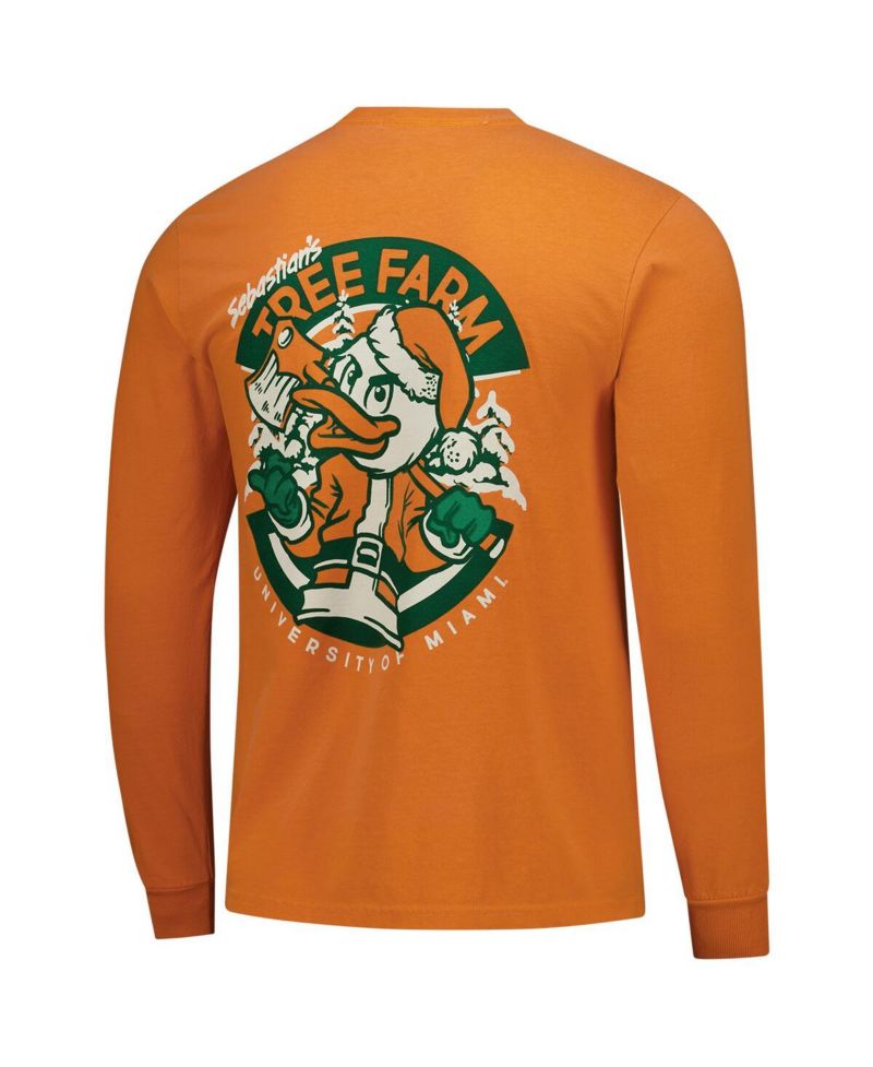 Men's Orange Miami Hurricanes Tree Farm Comfort Colors Long-Sleeve T-Shirt