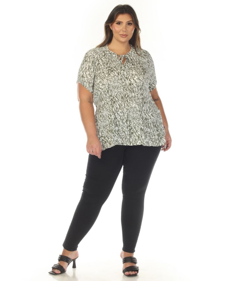 Plus Size Short Sleeve Printed Peplum Top