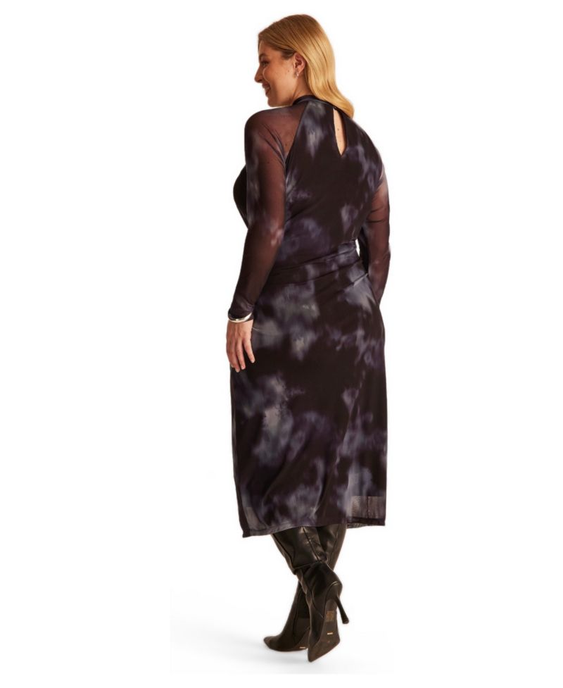 Women's Cove Printed Mesh Bodycon Midi Dress