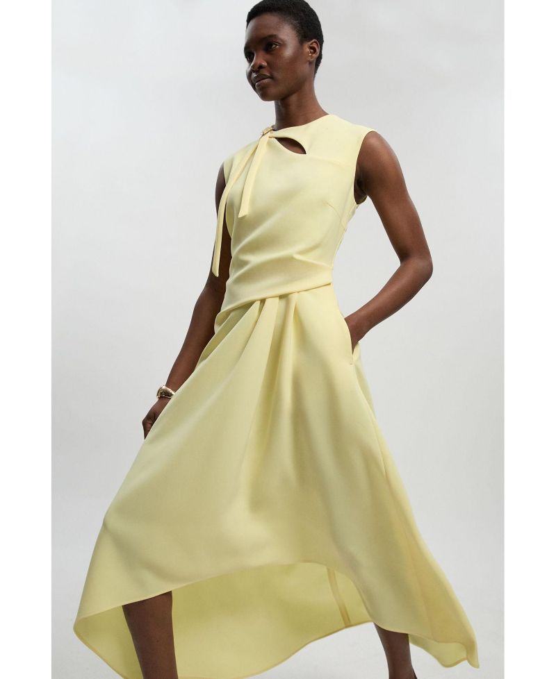 Women's Tailored Drape Neck Midi Dress