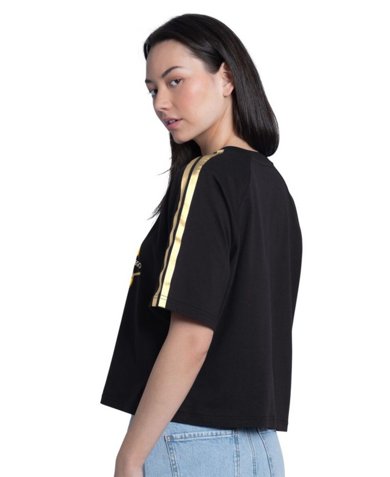 Women's Black San Diego Padres Classic Play Cropped Raglan T-Shirt