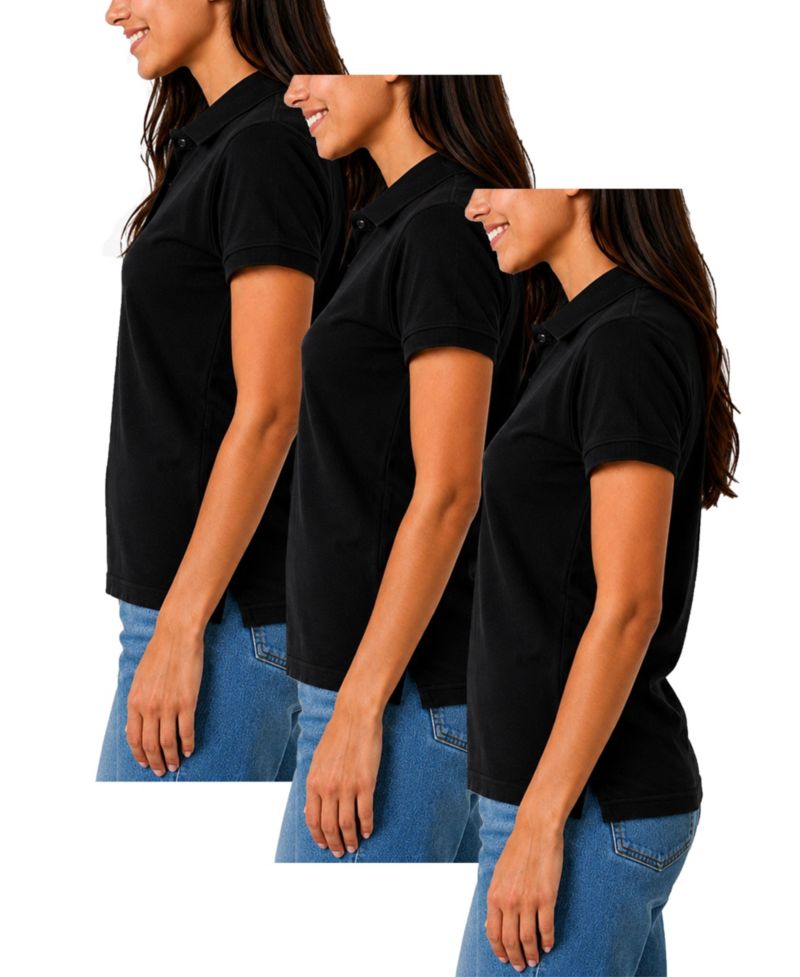 Women's Short Sleeve School Uniform Pique Polo Shirt-5 Pack