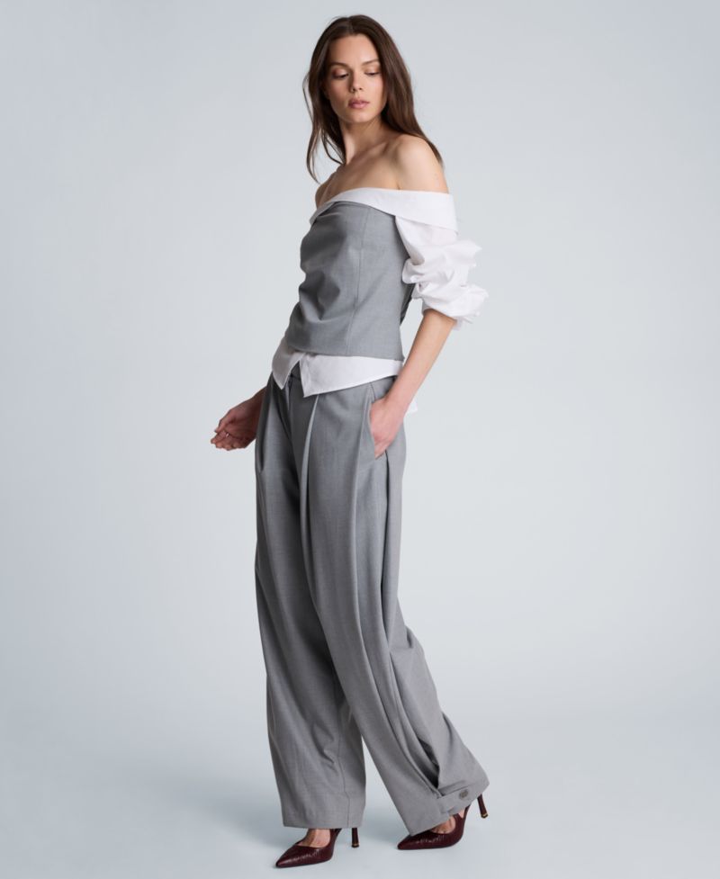 Women's Off-The-Shoulder Pleated-Sleeve Bustier Shirt