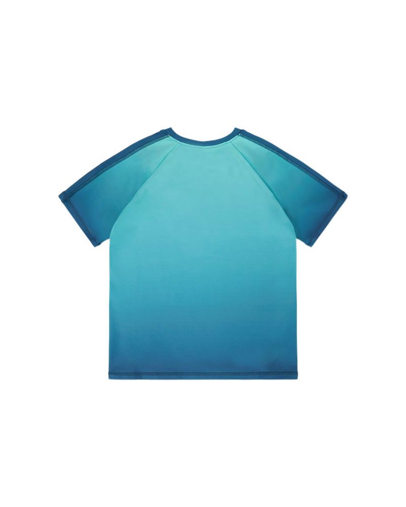 Boy Short Sleeve Athletic Top in Polyester Teal Gradient