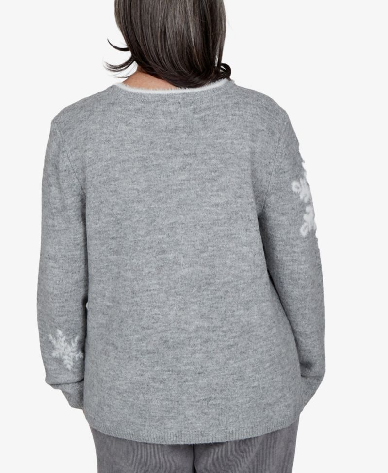 Petite Snowflake Long-Sleeve Crewneck Sweater