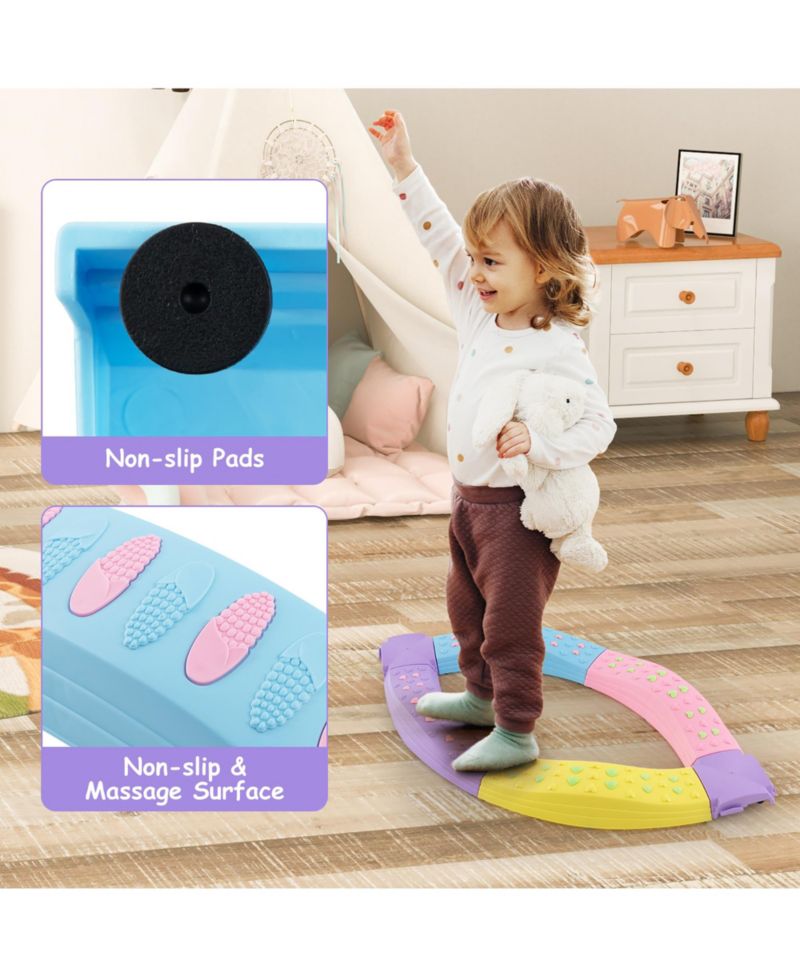 Balance Beams for Kids w/ Non-slip Textured Surface Bottom Pad Multicolor