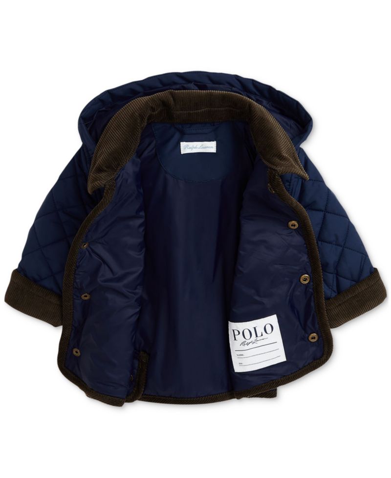Baby Boys Corduroy-Trim Barn Jacket With Removable Hood