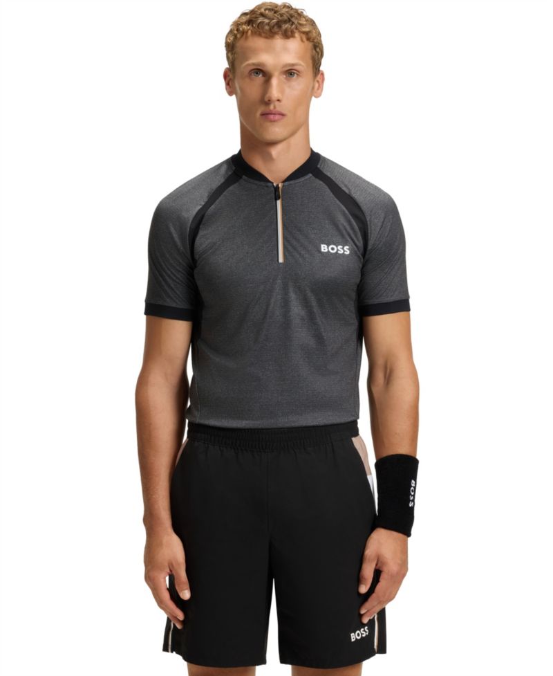 Men's Jersey Zip-Neck Slim-Fit Polo Shirt