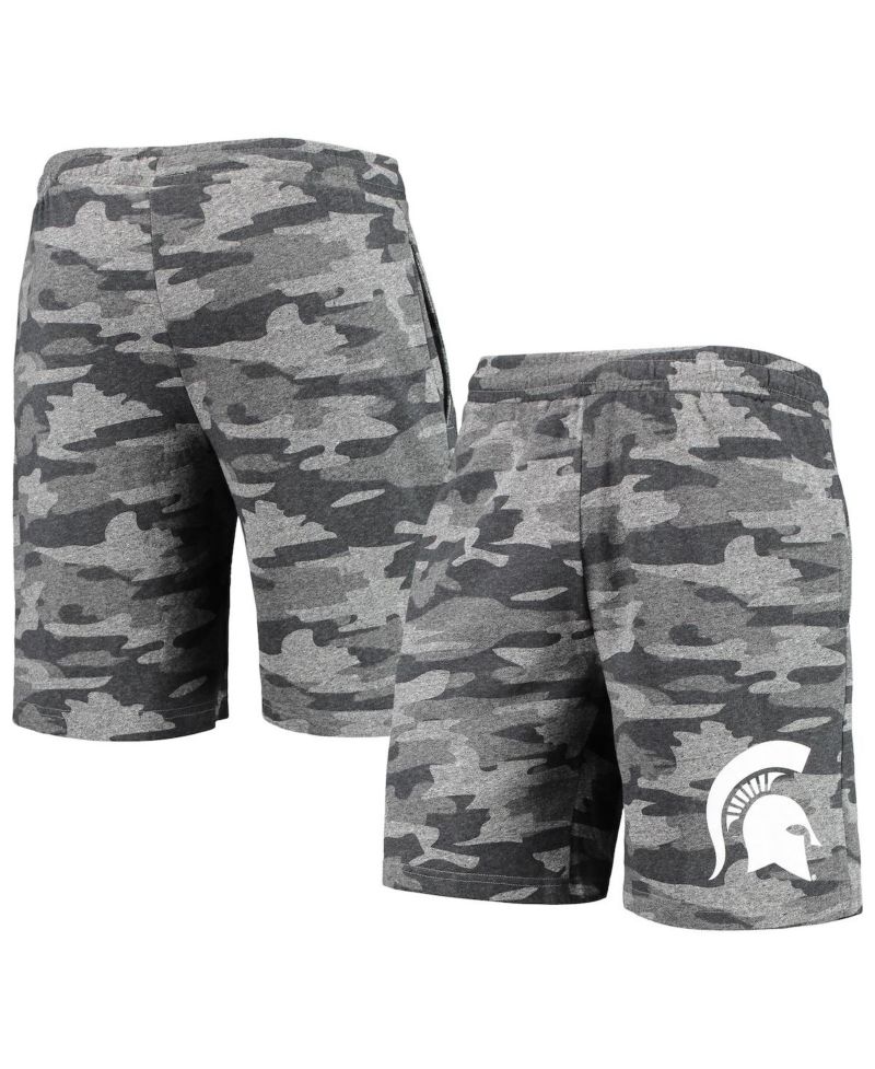 Men's Charcoal, Gray Michigan State Spartans Camo Backup Terry Jam Lounge Shorts