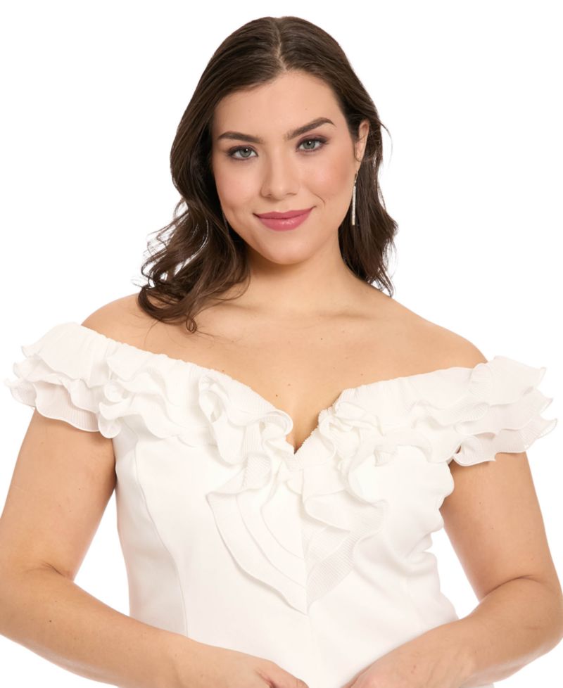 Plus Size Ruffle Organza Off-The-Shoulder Top